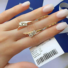 Набір в сріблі незвичайної форми з золотом і білими камінцями Агата