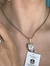 Кулончик зі срібла з камінчиком і золотом "Ельба" Підвіска кулон на шию срібна