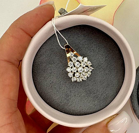 Кулончик зі срібла з камінчиками та золотом «Венера» Підвіска кулон на шию срібна