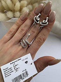 Срібний гарнітур у формі змійок Ефа. Сережки та каблучка змійки зі срібла