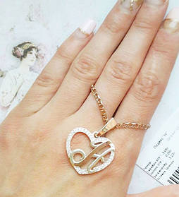 Срібне кольє з літерою Н Підвіска зі срібла жіноча з золотом і фіанітами Кольє іменне срібло