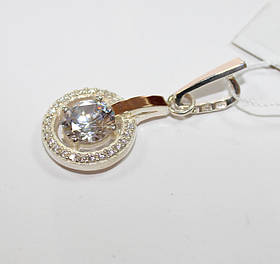 Кулончик у розсипі фіанітів із золотом "Арена" Підвіска кулон на шию кругла срібна