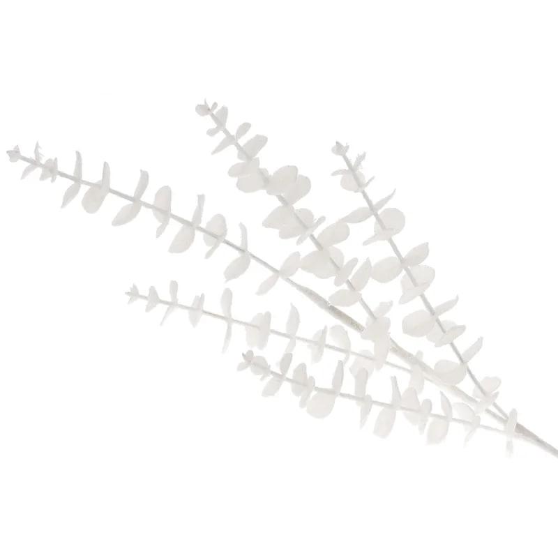Штучна гілка євкаліпт 73 см Флорістичний матеріал для декору з глітером Білий, фото 1
