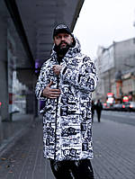 Куртка зимова з капюшоном принт чоловіча жіноча унісекс SHOP OP