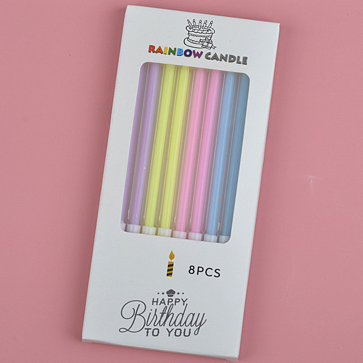 Свічки для торта РІЗНОЦВІТНІ в коробці 8 шт.