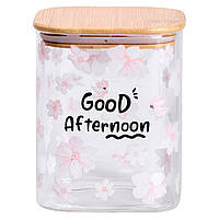 Банка для сипучих продуктів з бамбуковою кришкою 900 мл ємність для сипучих скло HP-34-24