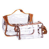 Набір прозорих жіночих косметичок для дому 2 (шт) Коричневий HP-16-3K