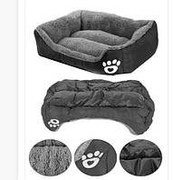 Лежак пуф для котів і собак 45*35*12 см чорний поліпропілен бавовна
