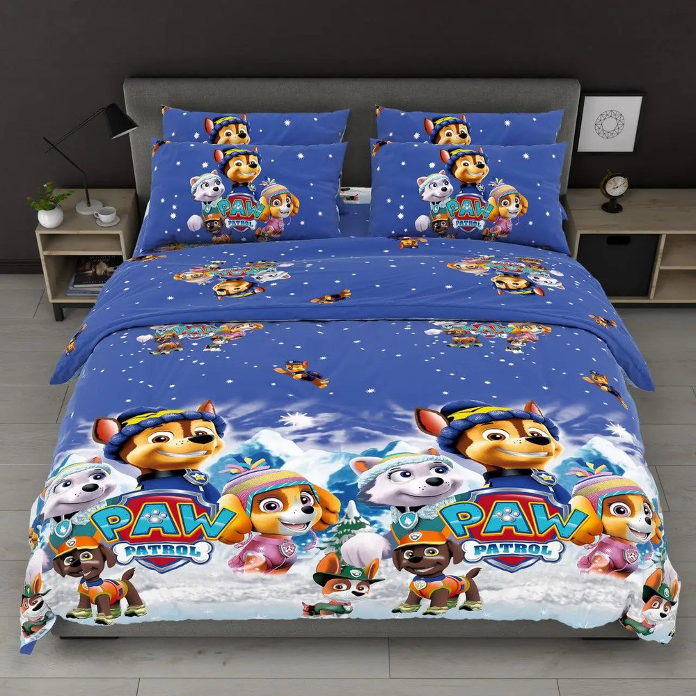 Дитяча полуторна постільна білизна 150х220 Щенячий патруль (618330) Бязь бавовна, фото 1