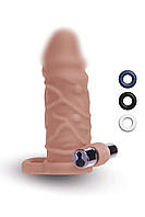 Насадка на пеніс з віброкулею та 3 кільцями Size-Up реалістична, 15 см kitty.in.ua