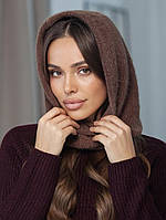 Жіночий капор Selena з екохутра коричневий (шоколад)