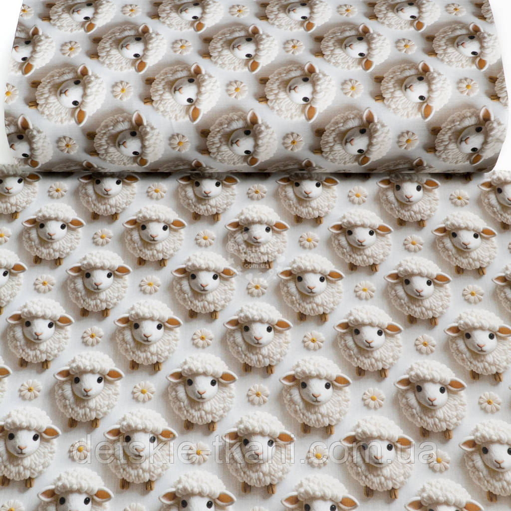 Ранфорс digital з цифровим друком "Овечки і ромашки", №5816, фото 1