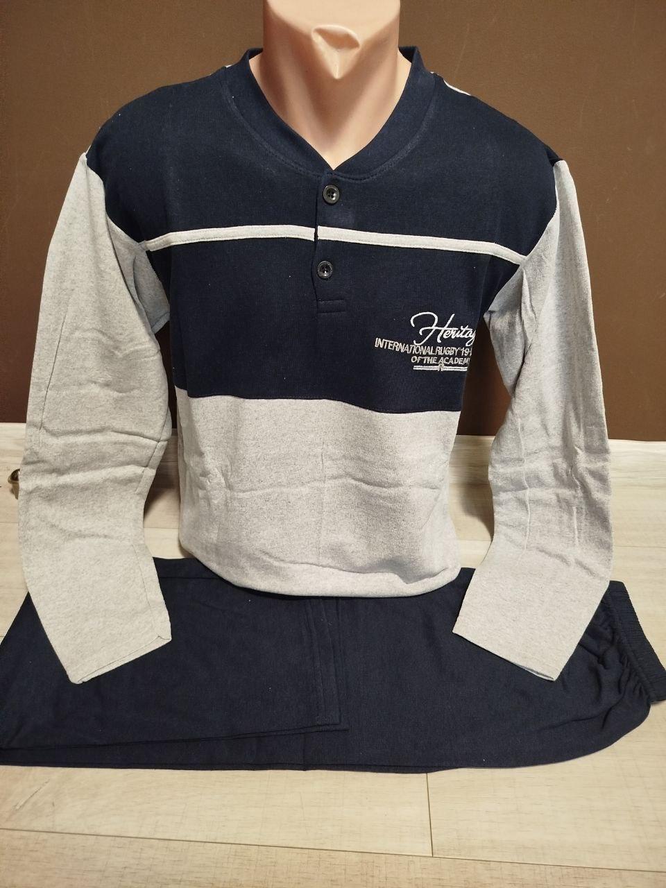 Підліткова піжама для хлопчика тепла з мікроначісом Туреччина FayFi 100% бавовна 12-18 років сіра, фото 1