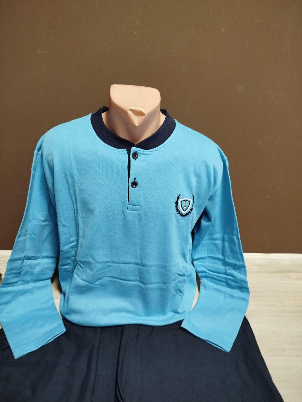 Підліткова піжама для хлопчика тепла з мікроначісом Туреччина FayFi 100% бавовна 12-18 років блакитна, фото 1