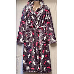 Жіночий махровий халат з капюшоном Розміри: 56,58,60 (51012-2)