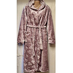 Жіночий махровий халат з вибитими серцями Розміри: 56,58,60 (51013-1)