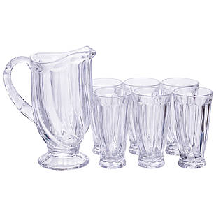 Набір глечик 1 л зі склянками 6 (шт) по 300 мл для напоїв Прозорий HP-19-24