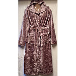 Жіночий махровий халат з капюшоном Батал Розміри: 56,58,60 (51013-2)