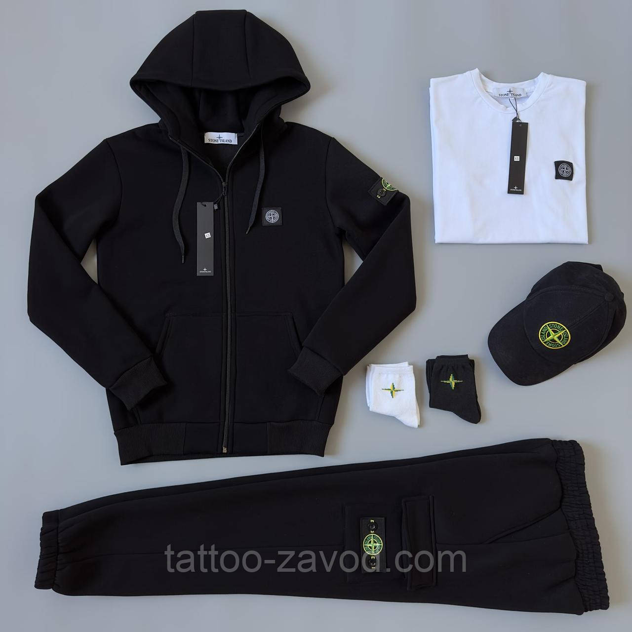 SI ЗИМА чорний зіп-худі штани футболка кепка, фото 1