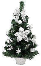 Ялинка штучна Chomik прикрашена, 60 см, сріблястий декор