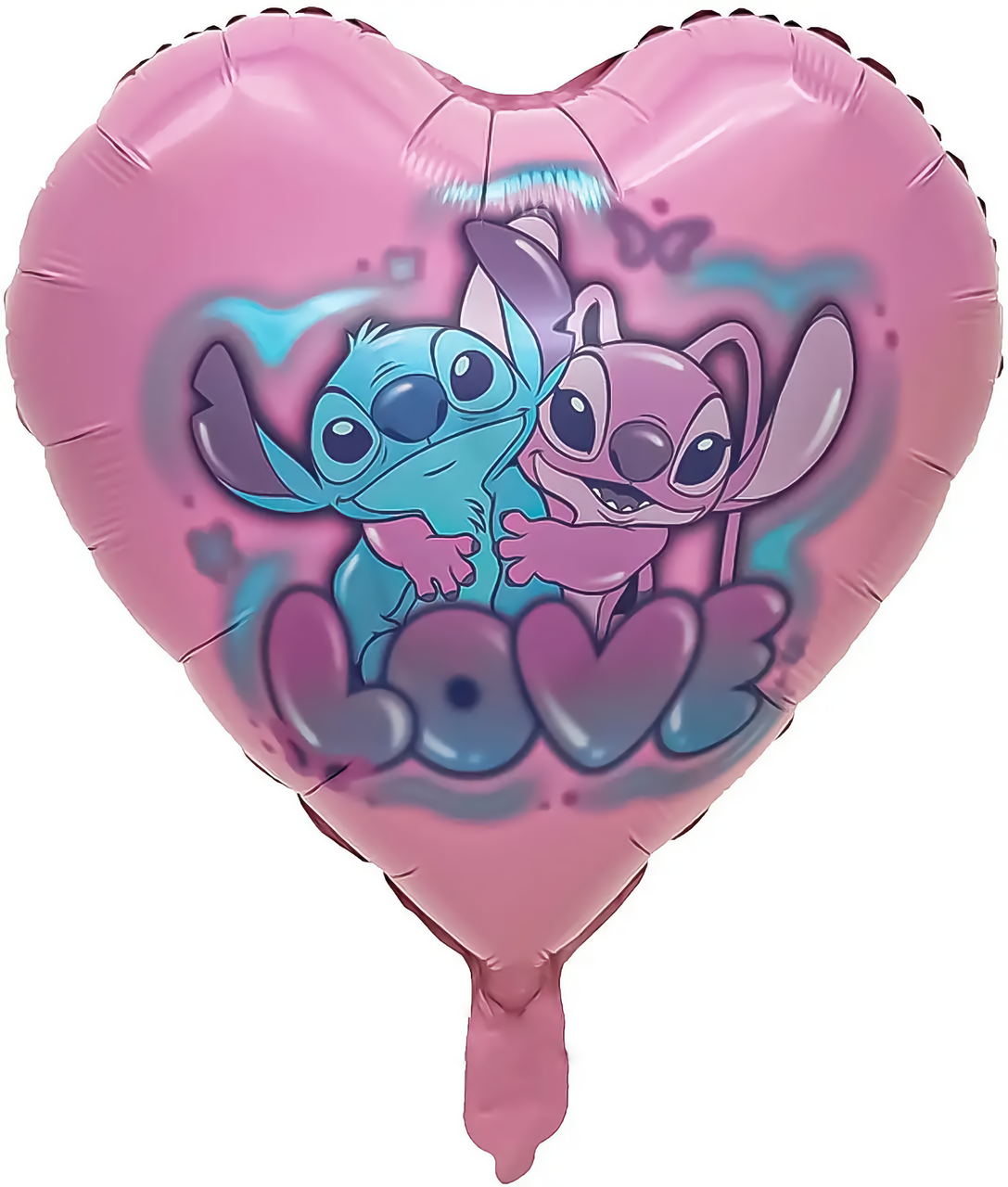 Фольгована кулька 18" (45 см) Серце “Ангел та Стіч LOVE” | Foil Balloon Heart “Angel & Stitch LOVE” 18" (45 cm)