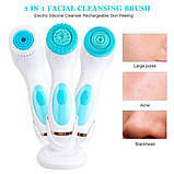 Щітка масажер для очищення обличчя CNAIER AE-868, силіконова, водонепроникна IPX6, біла, USB акумулятор, фото 6