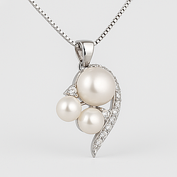 Перли білі срібне кольє, 0213ПЖ