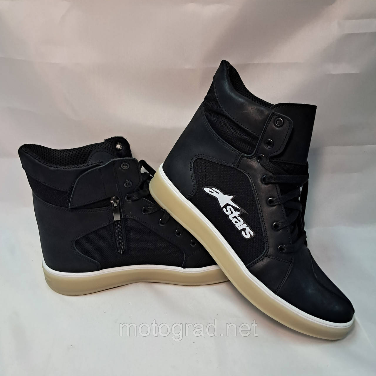 Мото взуття кеди Альпінстар, чорні з білою підошвою розміри 40-45, фото 1