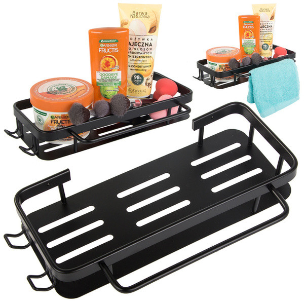 Ванна кімната полиця ванна кімната вішалка лофт кухня висить метал чорний, фото 1