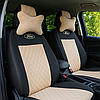Модельні чохли сидінь авто Пежо 3008 (Peugeot 3008) люкс бежевий ромб, фото 3