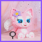 DIY конструктор "Котик Linabell із квіточкою" — чарівна 3D-модель із дрібних блоків 2200 шт