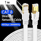 Мережевий кабель Ethernet Cat 8 (1 м) – 40 Гбіт/с, 2000 МГц, екранований, високошвидкісний LAN-кабель RJ45!
