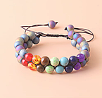 Браслет 7 чакр – з імітацією каменю, регульований розмір, мікс яскравих кольорів, намистини 8 мм