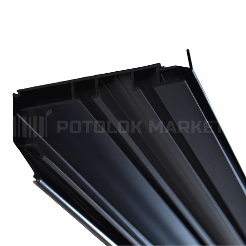 «Гардина», 2 смуги (АЛ), чорний - 945 г. Профіль алюмінієвий для натяжних стель, фото 1