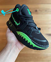 Чоловічі текстильні кросівки Nike Kyrie 7 "Halloween" чорні з салатовими елементами, стильні, легкі, комфортні