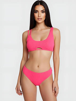 ОПТ Купальник топом рубчик Z.Five 9350 рожевий 36-44 на 42 44 46 48 50 розмір, фото 1