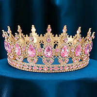 Декор для торта CHI Корона D12 см з рожевими камінцями (202389)