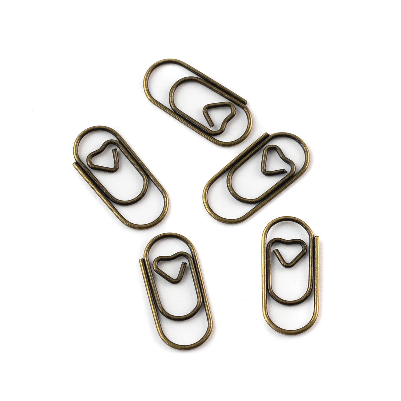 Скріпка мала із сердечком 10*20мм бронза 10шт SKR069, фото 1