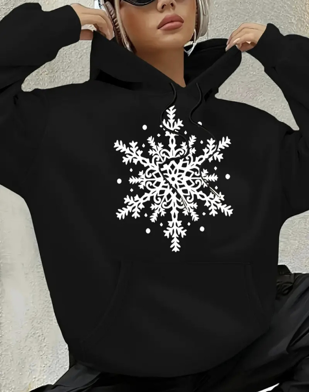 Жіноче тепле худі з принтом "Сніжинка", фото 1