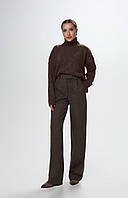Жіночі брюки палаццо з кашеміру колір шоколад