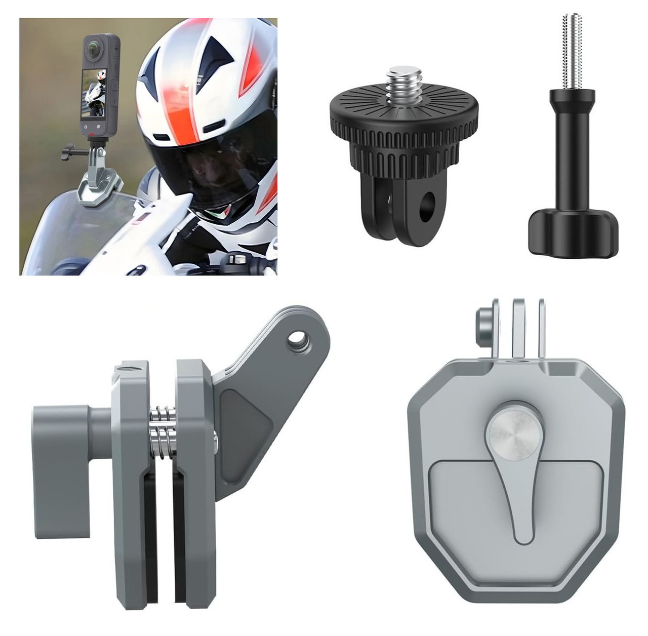 Кріплення для екшн-камери на вітрове скло мотоцикла Insta360 DJI Action GoPro AC Prof AL-46, універсальне, міцне, фото 1