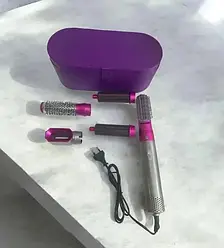 Стайлер для волосся 5 в 1 + шкіряний кейс — фіолетовий