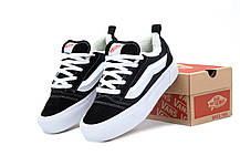 Зимові Vans Knu Platform Winter Fur Black White Кеди на хутрі Ванс Кну чорно-білі на платформі зима теплі дутий язичок, фото 4