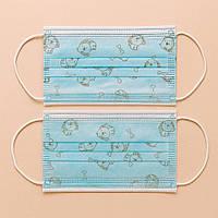 Маска дитяча для обличчя, одноразова з малюнками ,50 штук в упаковці.