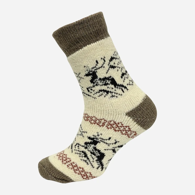 Шкарпетки жіночі Лео Тепло Карпат Олені Біло-коричневі 36-40, фото 1