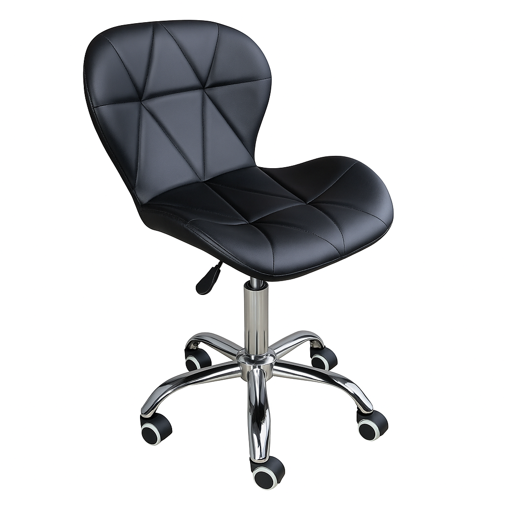 Стілець крісло для майстра манікюру і педикюру зі спинкою чорний, прогумовані колеса., фото 1