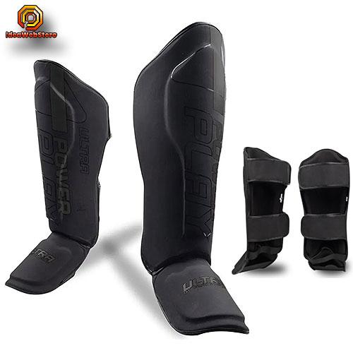 Щитки для гомілки та стопи чорні PowerPlay 3052 Ultra Series розмір L захист для єдиноборств, тренувань і спарингів