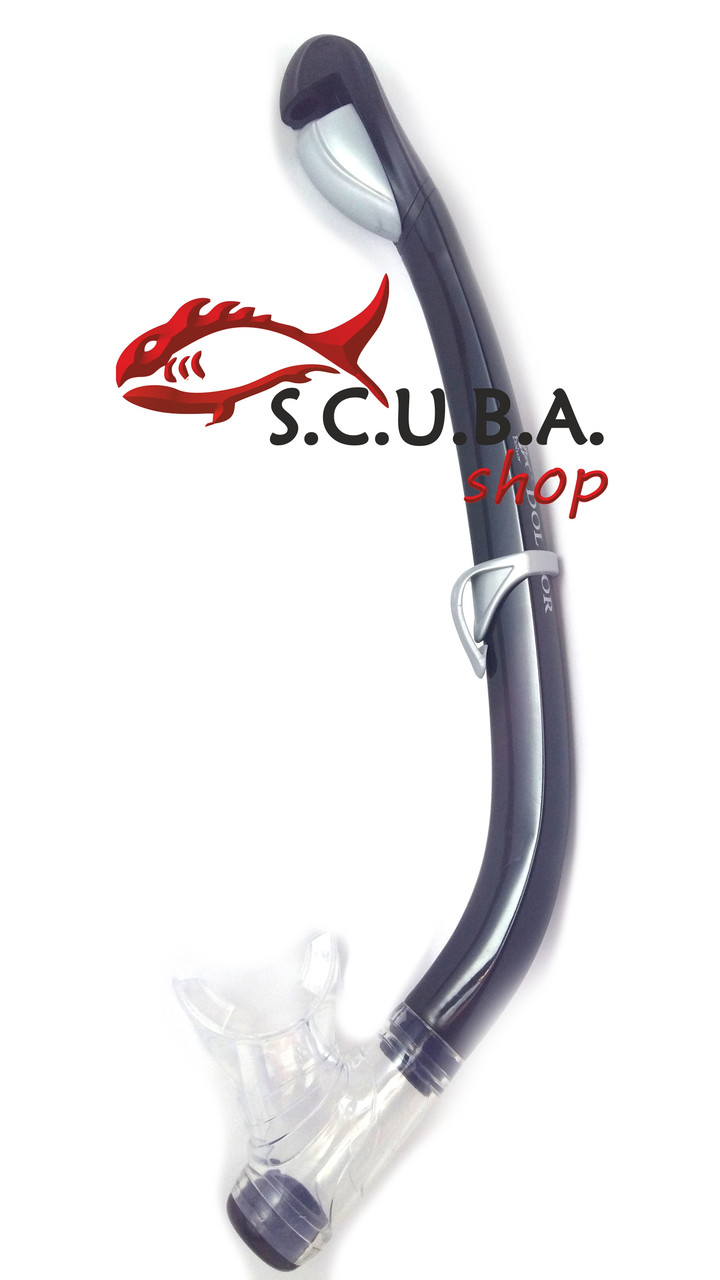 Трубка DOLVOR Cobra для плавания с клапаном и фритопом, цвет черный - фото 2 - id-p490182820