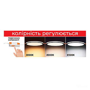 Світлодіодний світильник врізний PAULA-18 3CCT круглий. біл. Код.59654, фото 3