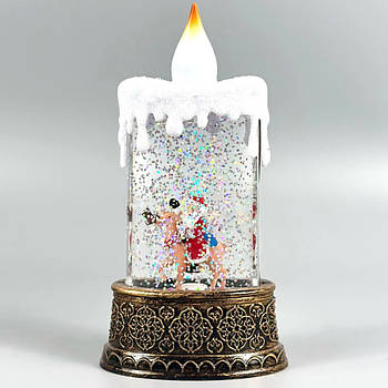 Нічник Різдвяна свічка з фігурами, блискітками та підсвічуванням (2*AAА) 15,5см 1